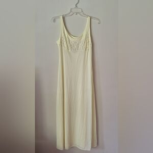 VTG 60s Nightgown by Campbell Helmich Sheer Light Yellow Full Length Embroidered